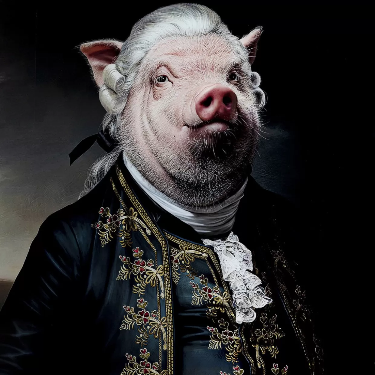 KARE Design Bilder | Bild Glas Gentleman Pig 120X120