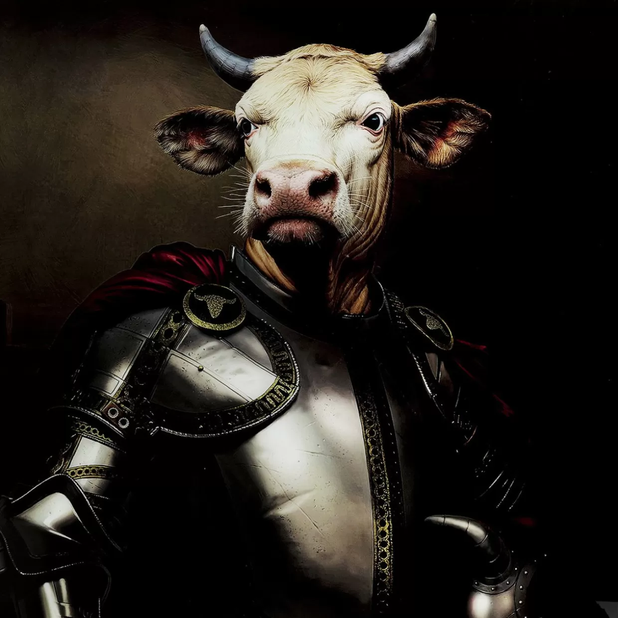KARE Design Bilder | Bild Glas Knight Cow 120X120