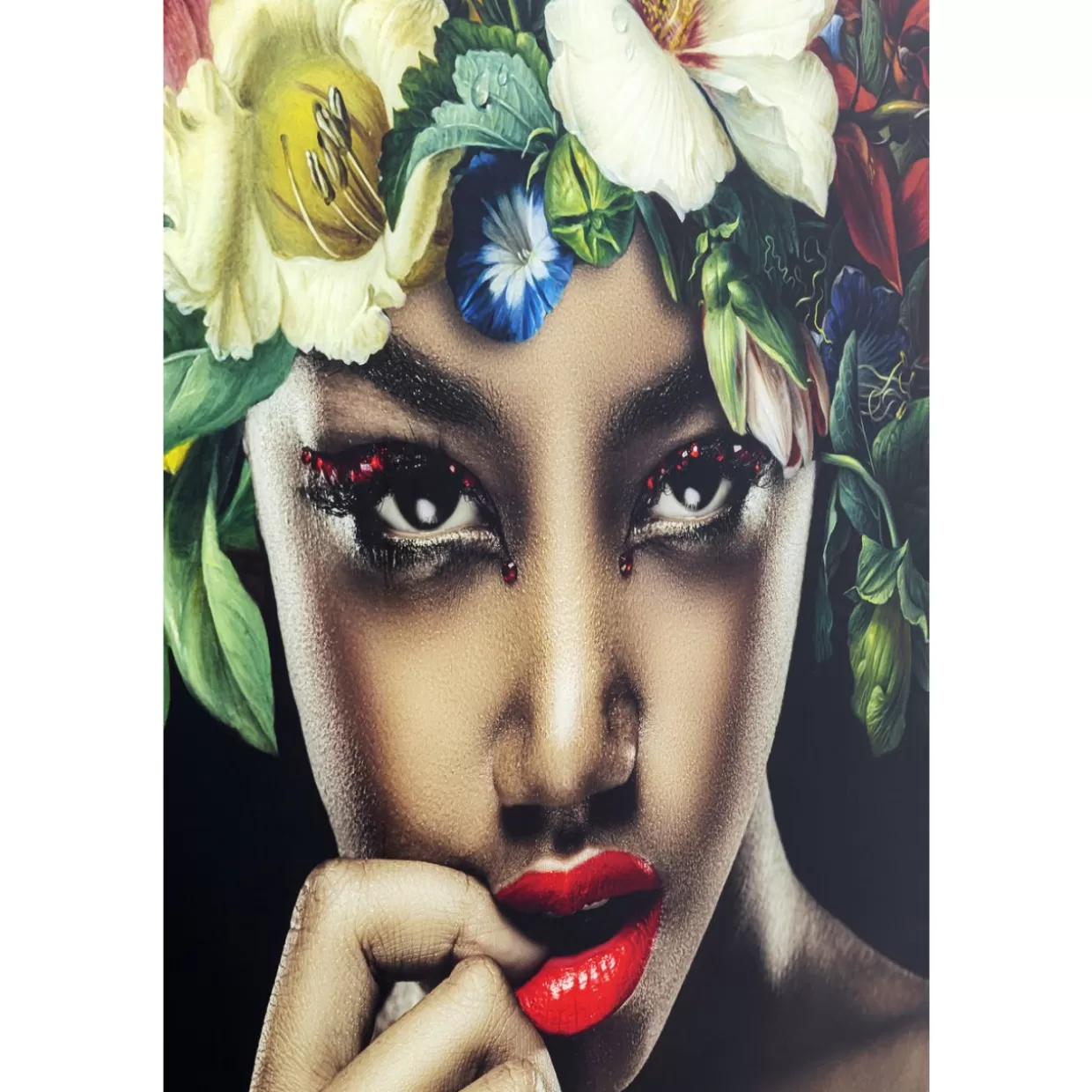 KARE Design Bilder | Bild Glas Pretty Flower Woman 100X100