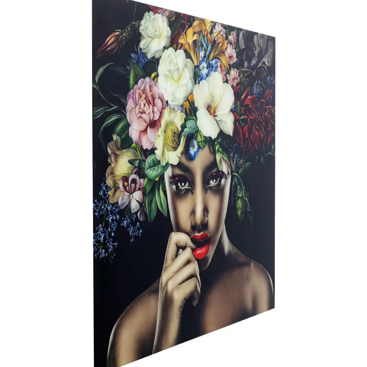 KARE Design Bilder | Bild Glas Pretty Flower Woman 120X120