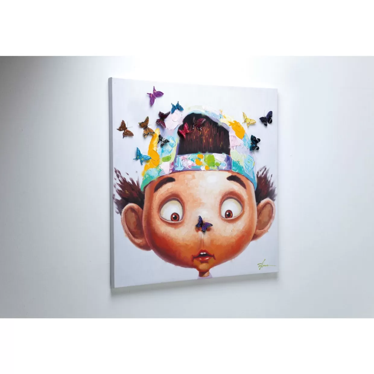KARE Design Bilder | Bild Touched Boy With Butterflies 100X100Cm