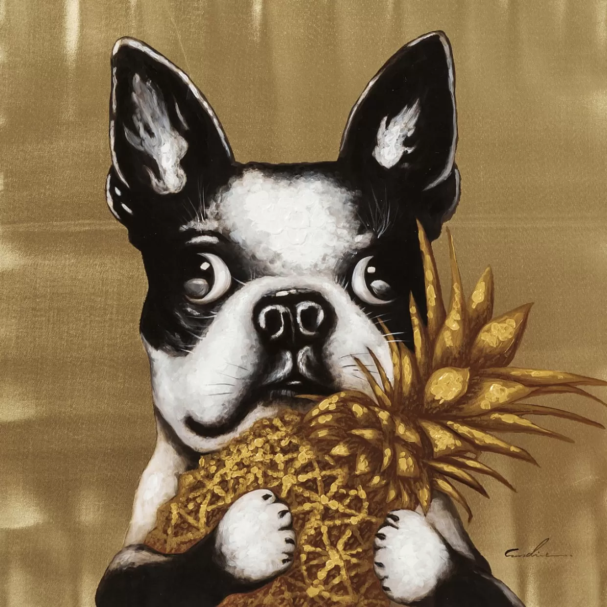 KARE Design Bilder | Bild Touched Dog With Pineapple 80X80Cm