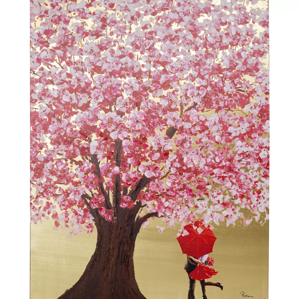 KARE Design Bilder | Bild Touched Flower Couple Gold Pink 160X120Cm