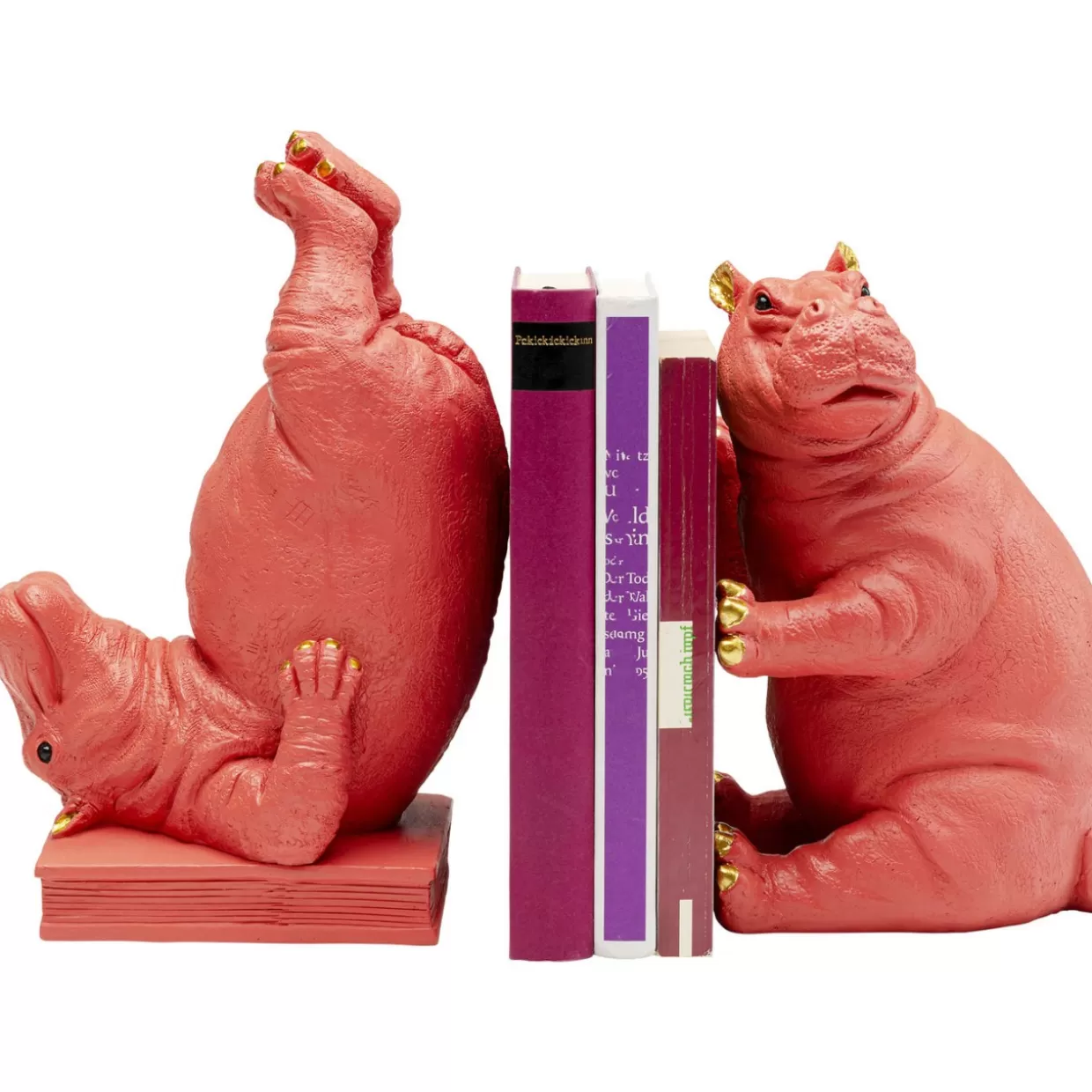 KARE Design Deko & Geschenkartikel | Buchstutze Hippo Pink (2/Set)