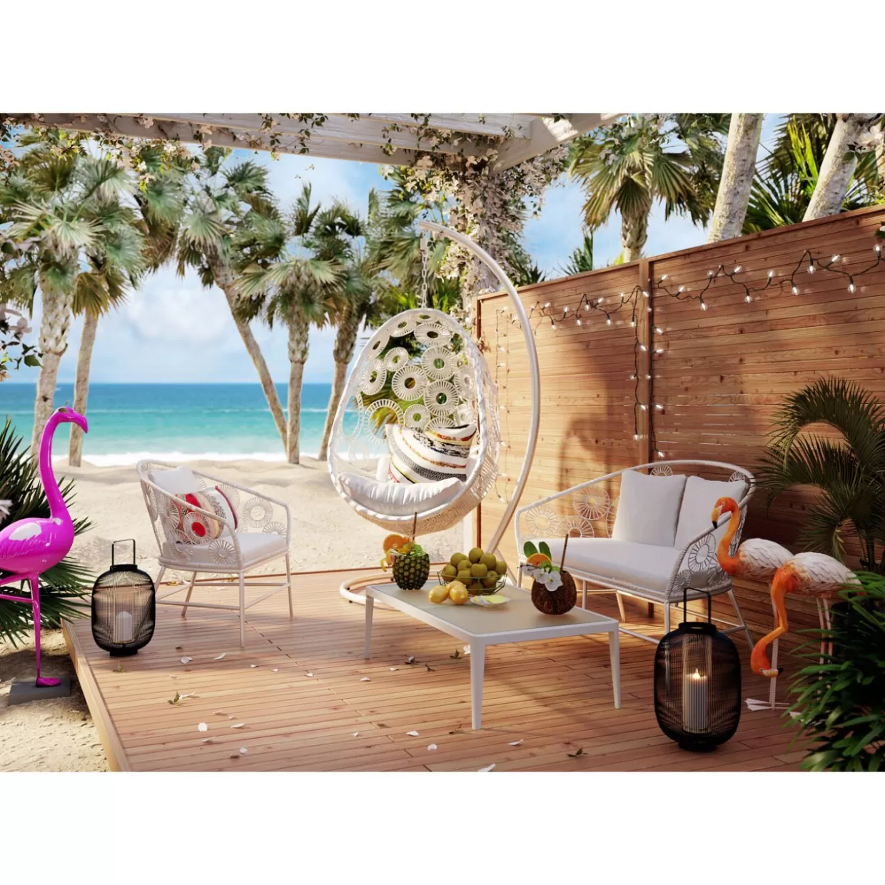 KARE Design Outdoormöbel | Couchtisch Tiki Weiss