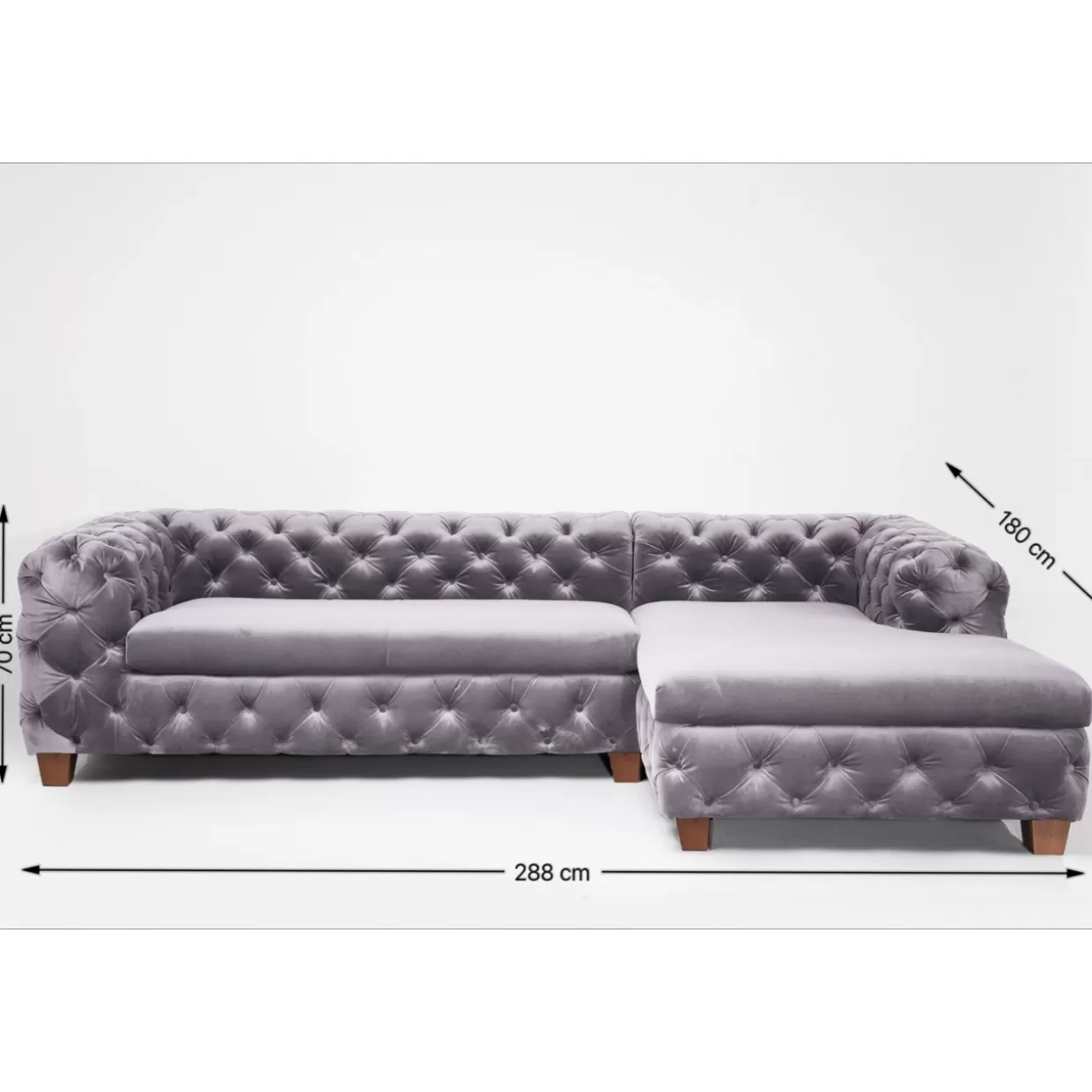 KARE Design Sofas & Couches | Ecksofa Desire Velvet Silbergrau R
