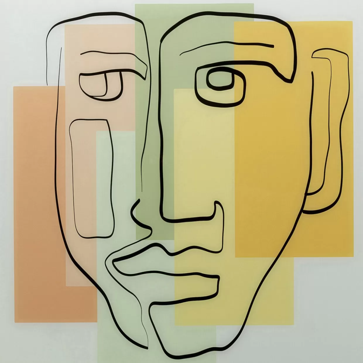 KARE Design Bilder | Glasbild Art Face Pastell 100X100Cm