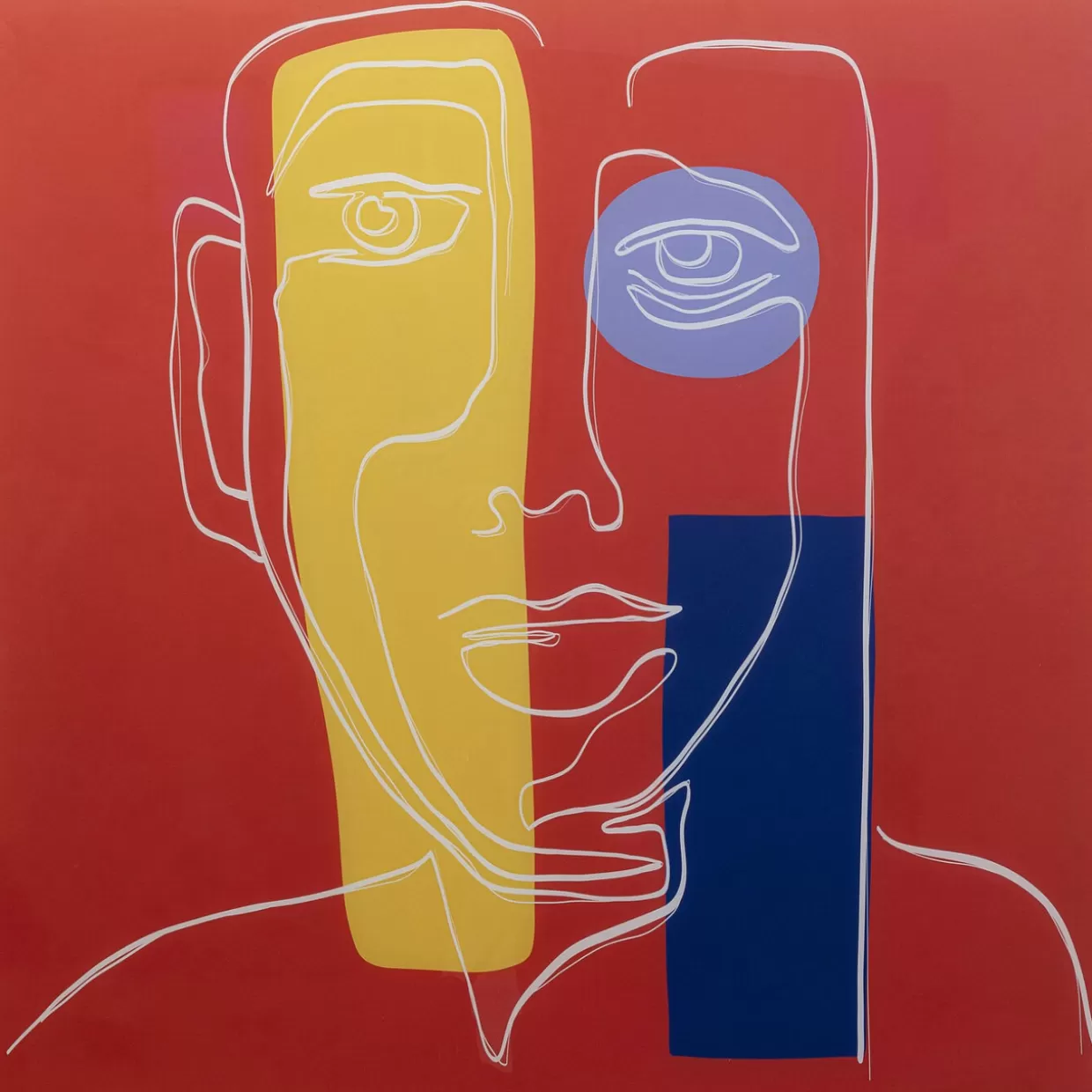 KARE Design Bilder | Glasbild Art Face Rot 100X100Cm