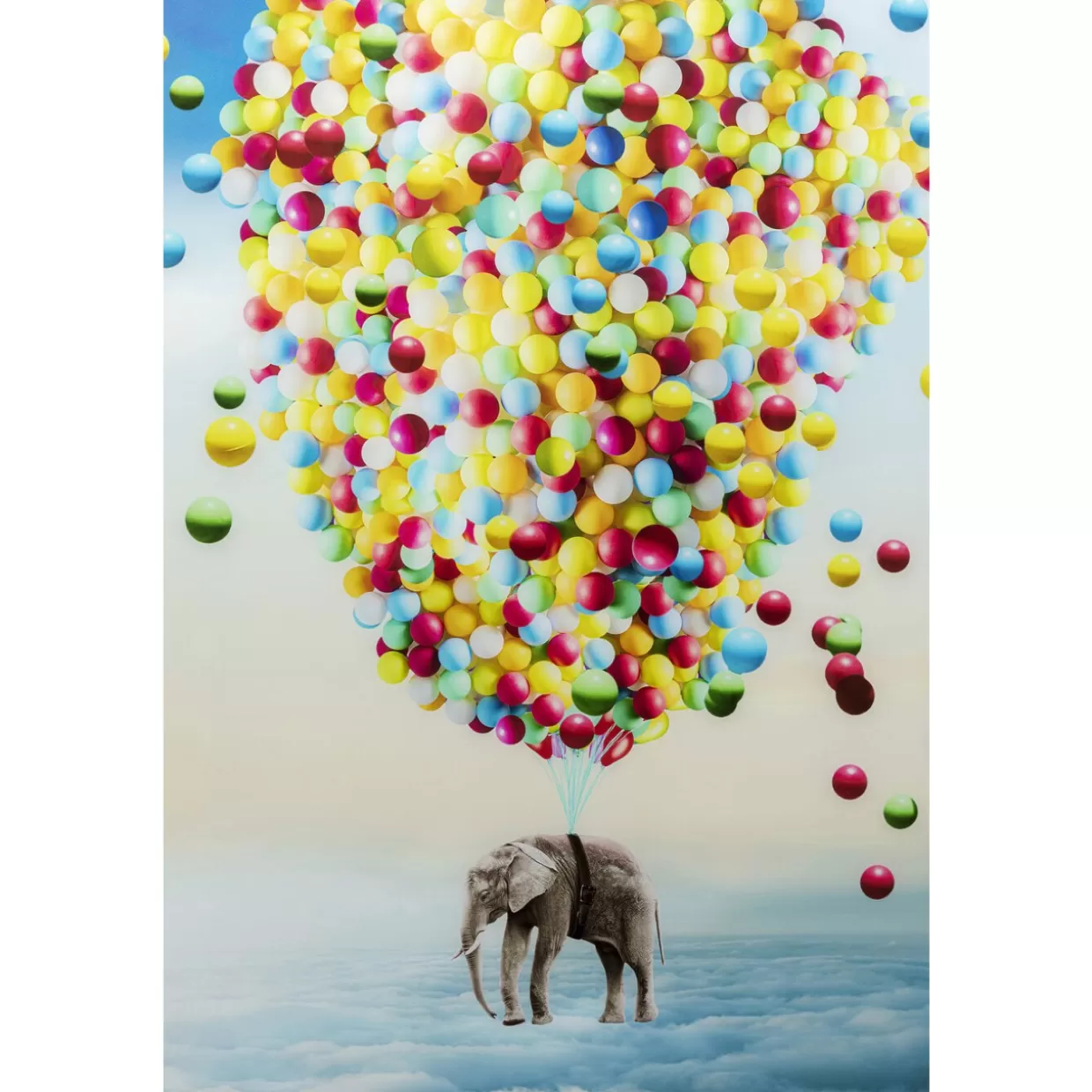 KARE Design Bilder | Glasbild Balloon Elephant 100X150Cm