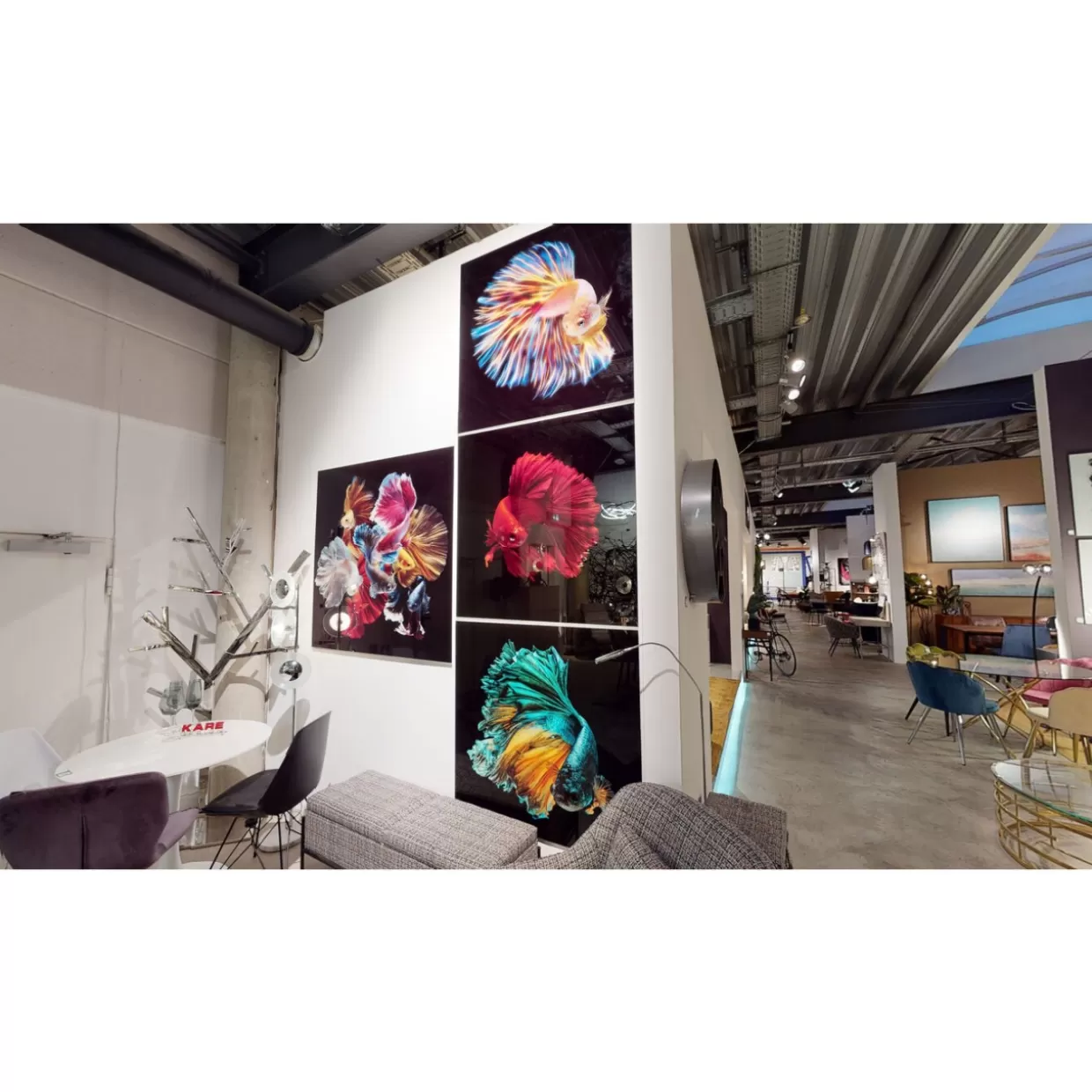 KARE Design Bilder | Glasbild Colorful Swarm Fish 120X120Cm