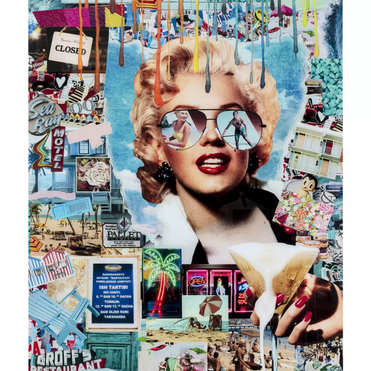 KARE Design Bilder | Glasbild Holiday In The 60S 120X150Cm