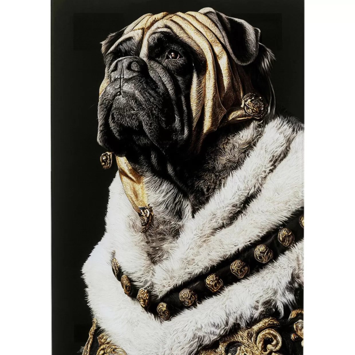 KARE Design Bilder | Glasbild King Pug 40X60Cm