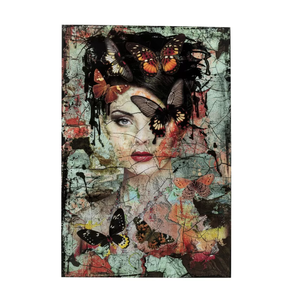 KARE Design Bilder | Glasbild Lady Butterfly 100X150Cm