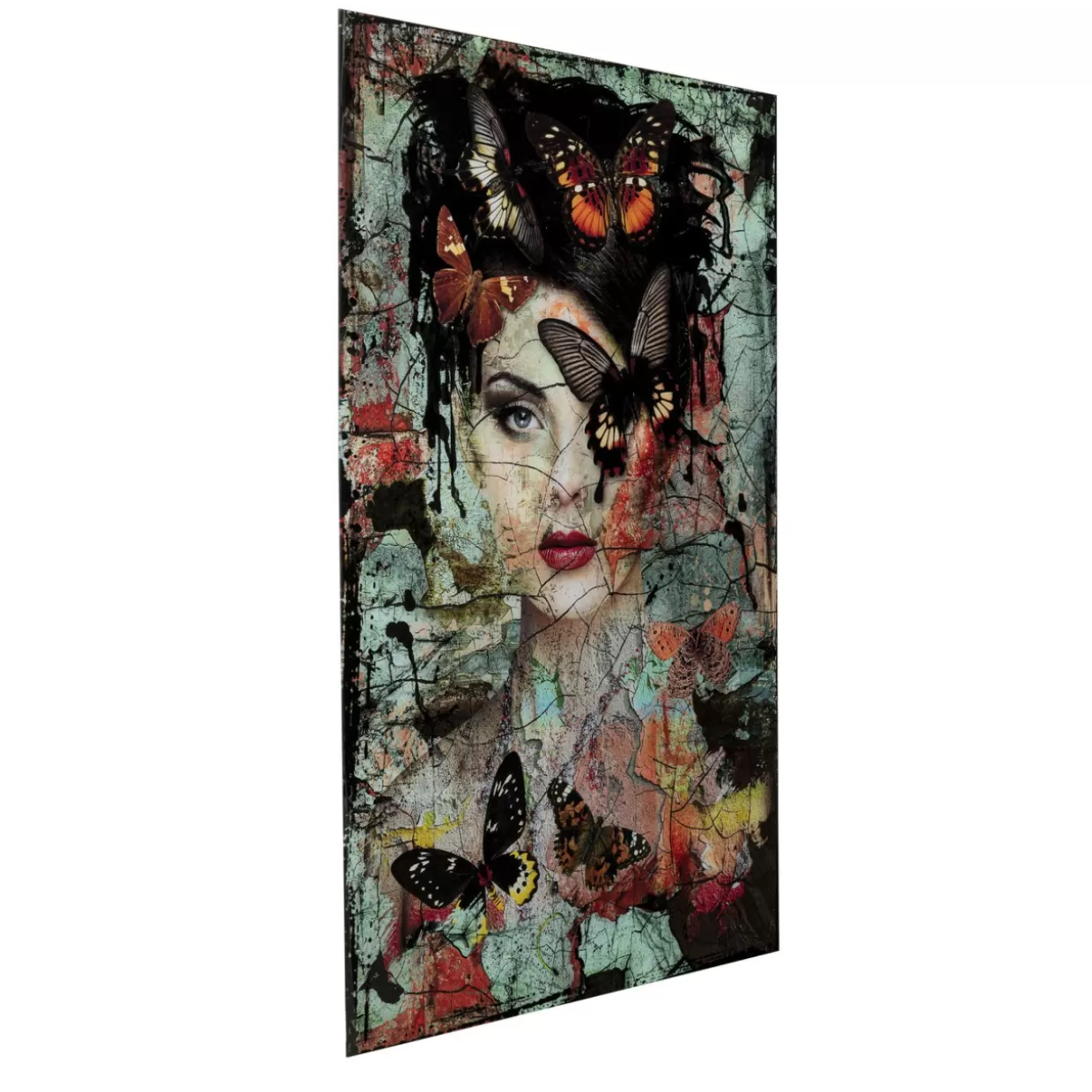 KARE Design Bilder | Glasbild Lady Butterfly 100X150Cm