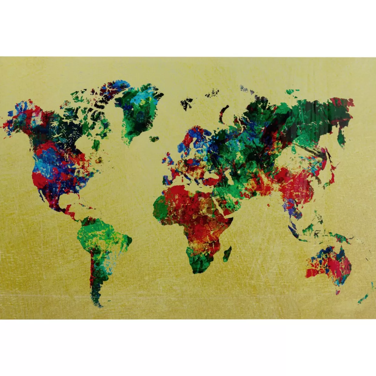 KARE Design Bilder | Glasbild Metallic Colourful Map 150X100Cm