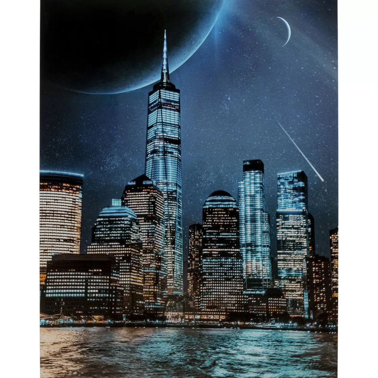 KARE Design Bilder | Glasbild Night Skyline 90X120Cm