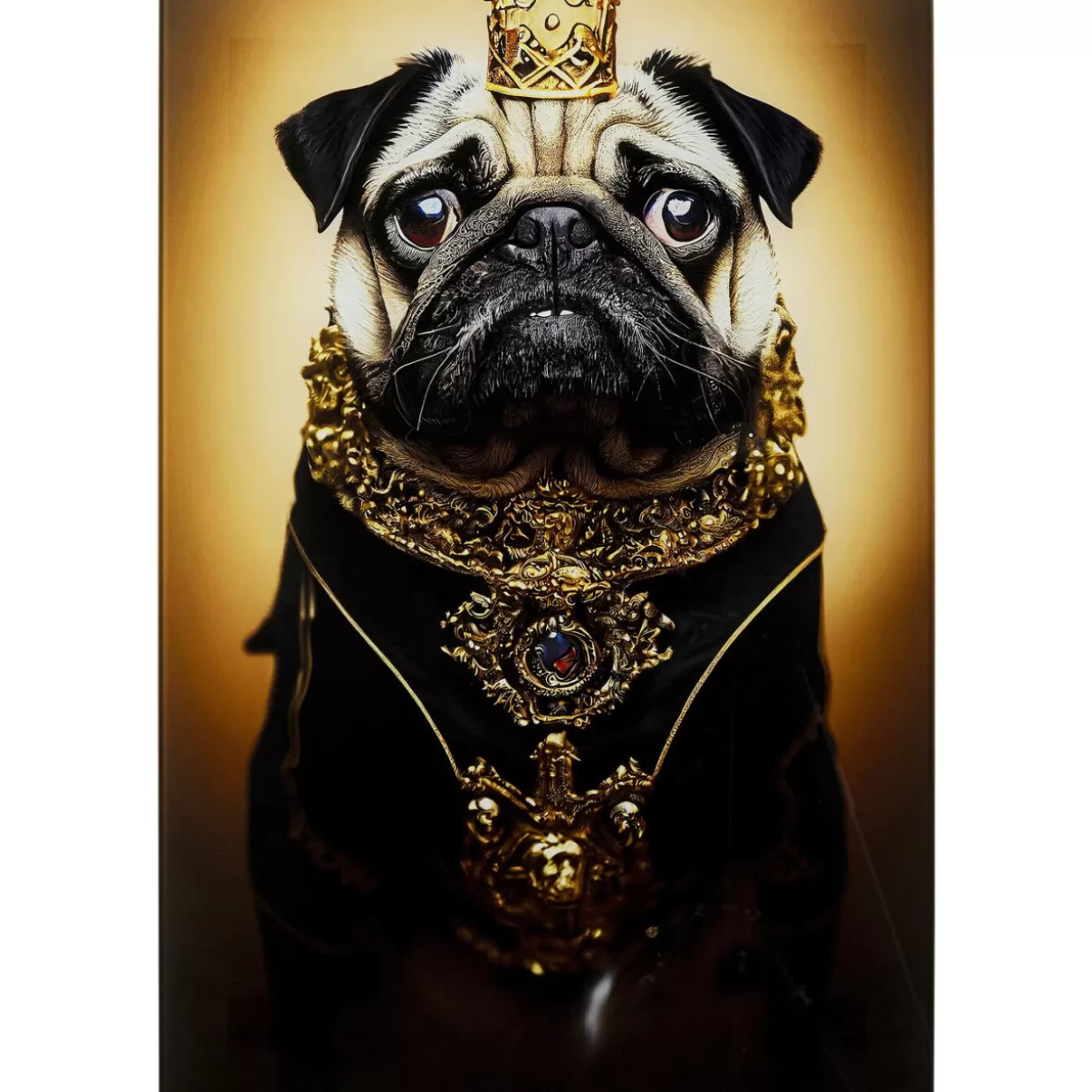 KARE Design Bilder | Glasbild Prince Pug 40X60Cm