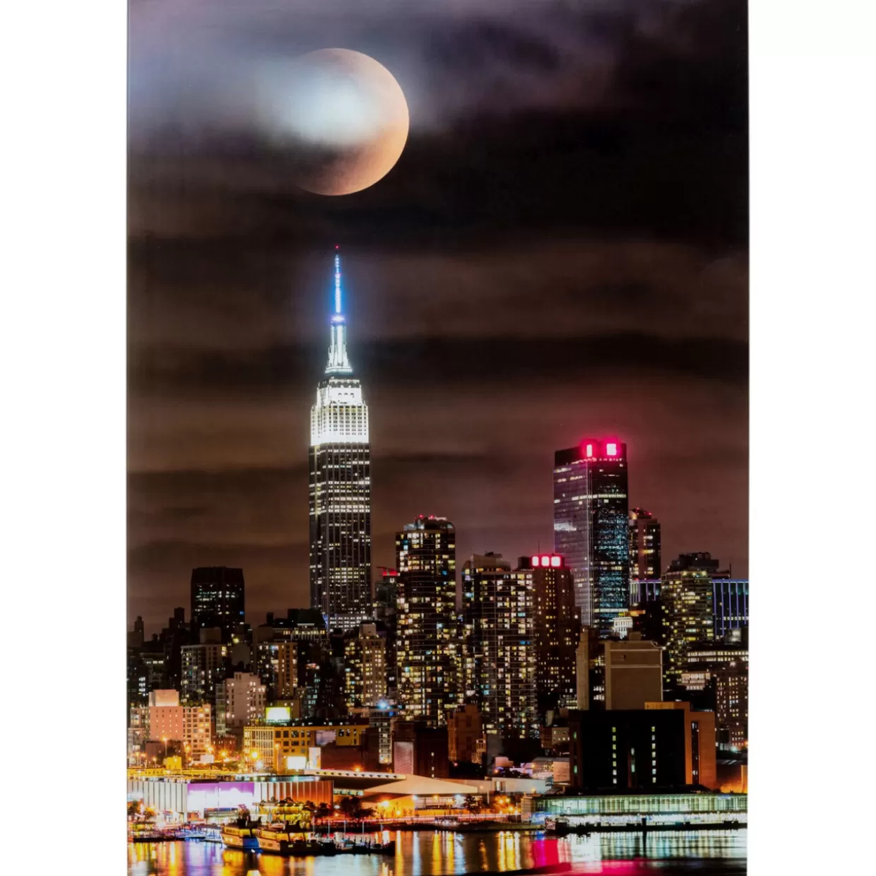 KARE Design Bilder | Glasbild Skyline Moon 80X120Cm