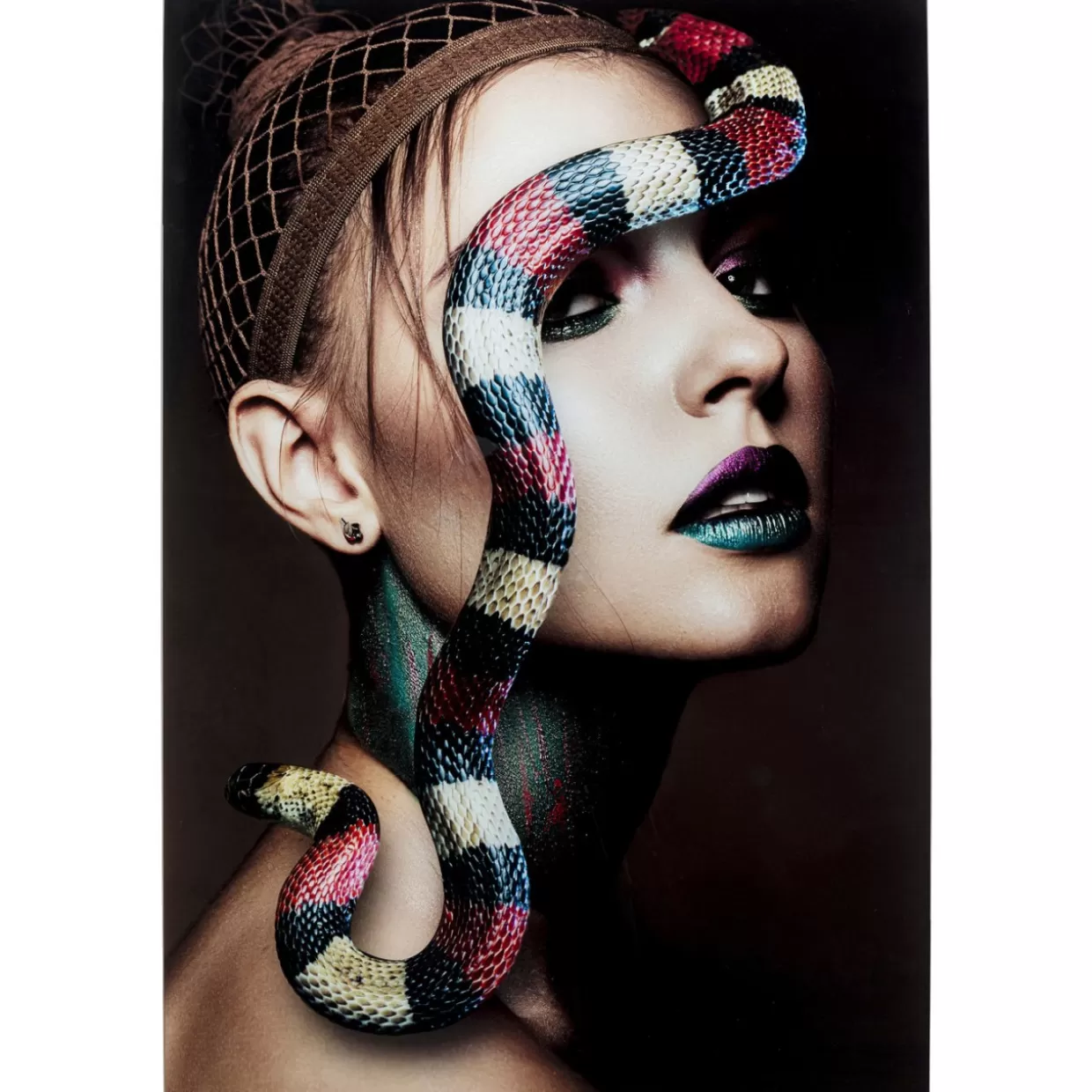 KARE Design Bilder | Glasbild Snake Girl 80X120Cm