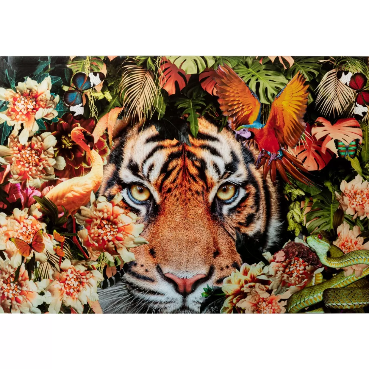 KARE Design Bilder | Glasbild Tiger On Hunt 150X100Cm