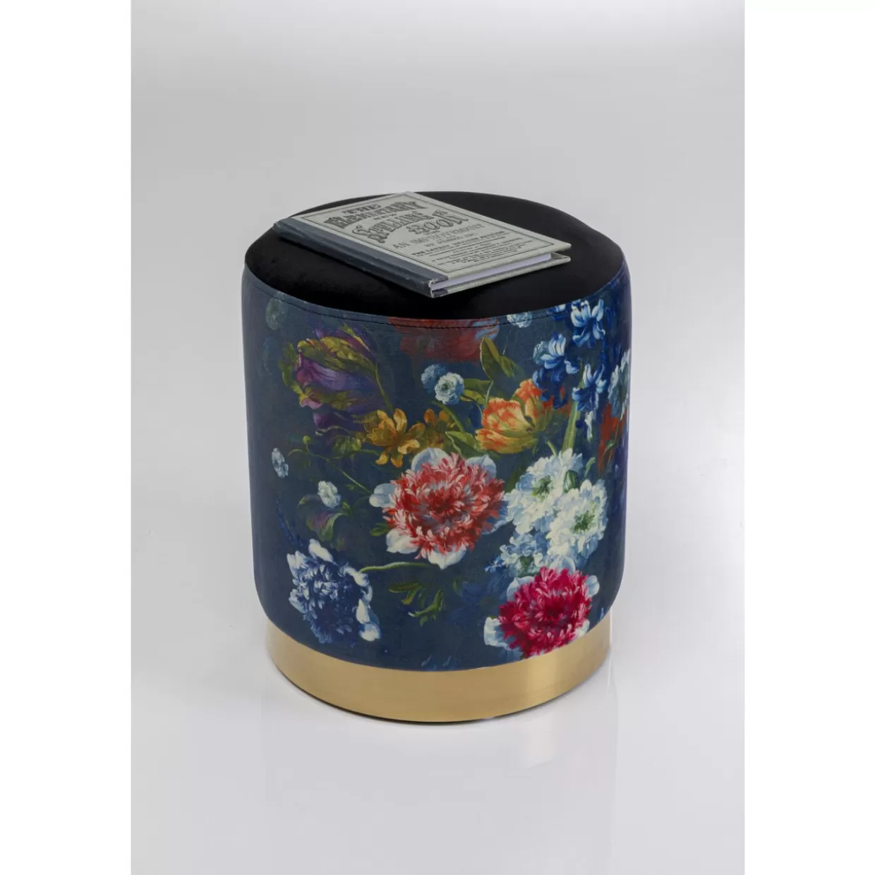KARE Design Sitzbänke | Hocker Cherry Flower Schwarz Brass O32Cm