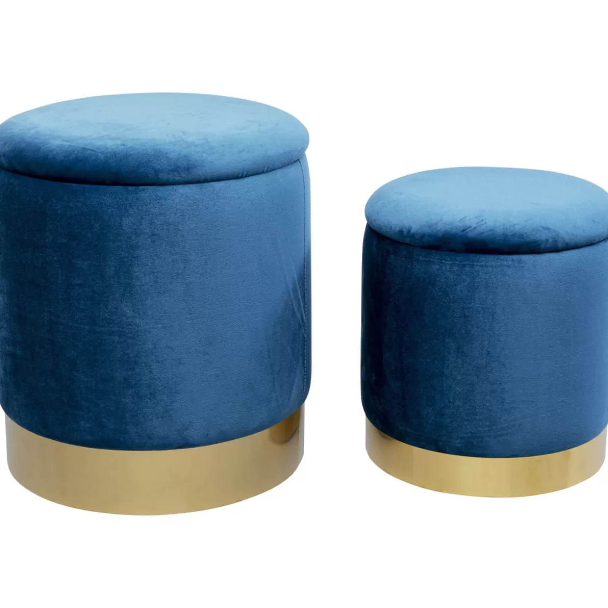KARE Design Sitzbänke | Hocker Cherry Storage Blau Brass (2/Set)