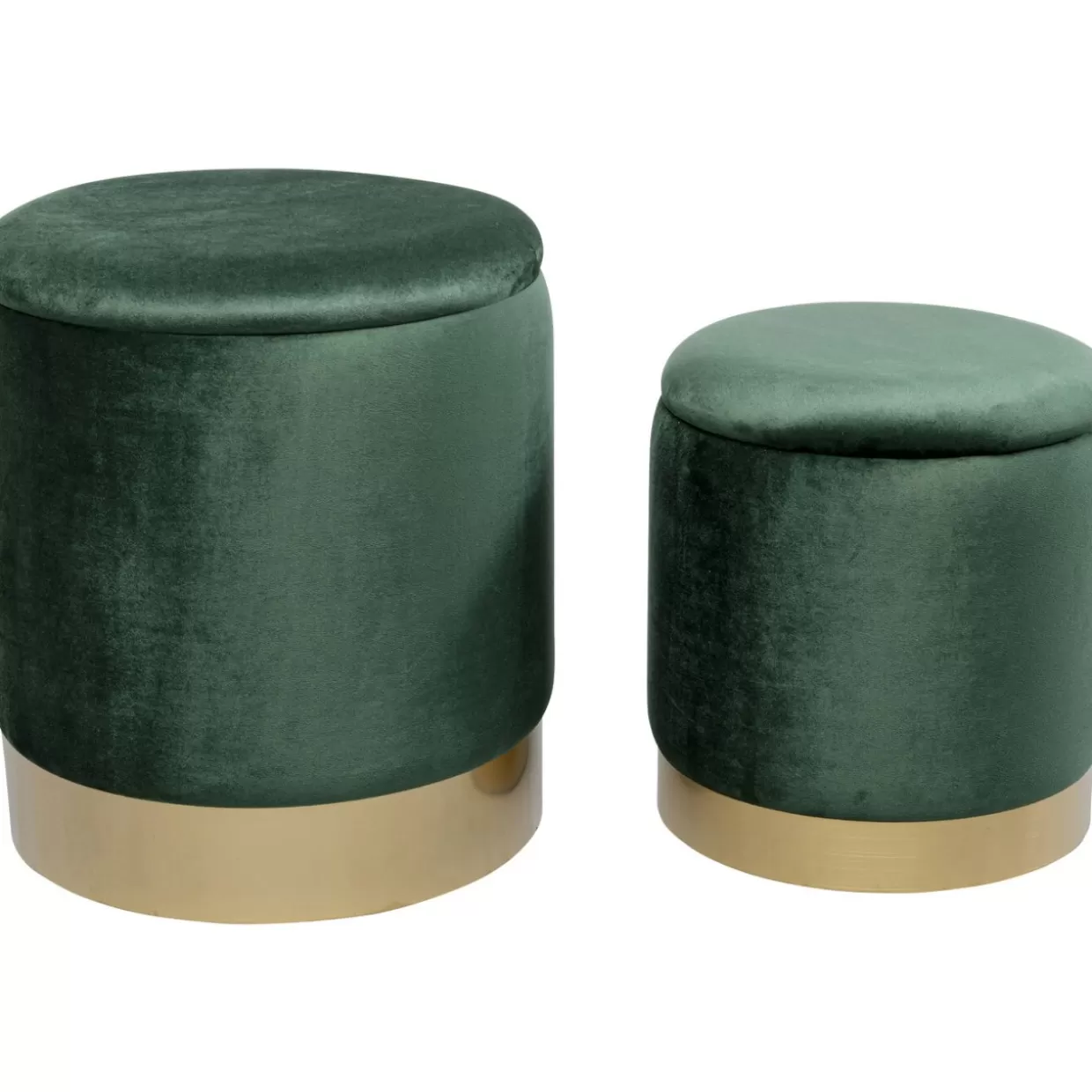 KARE Design Sitzbänke | Hocker Cherry Storage Dunkelgrun Brass (2/Set)