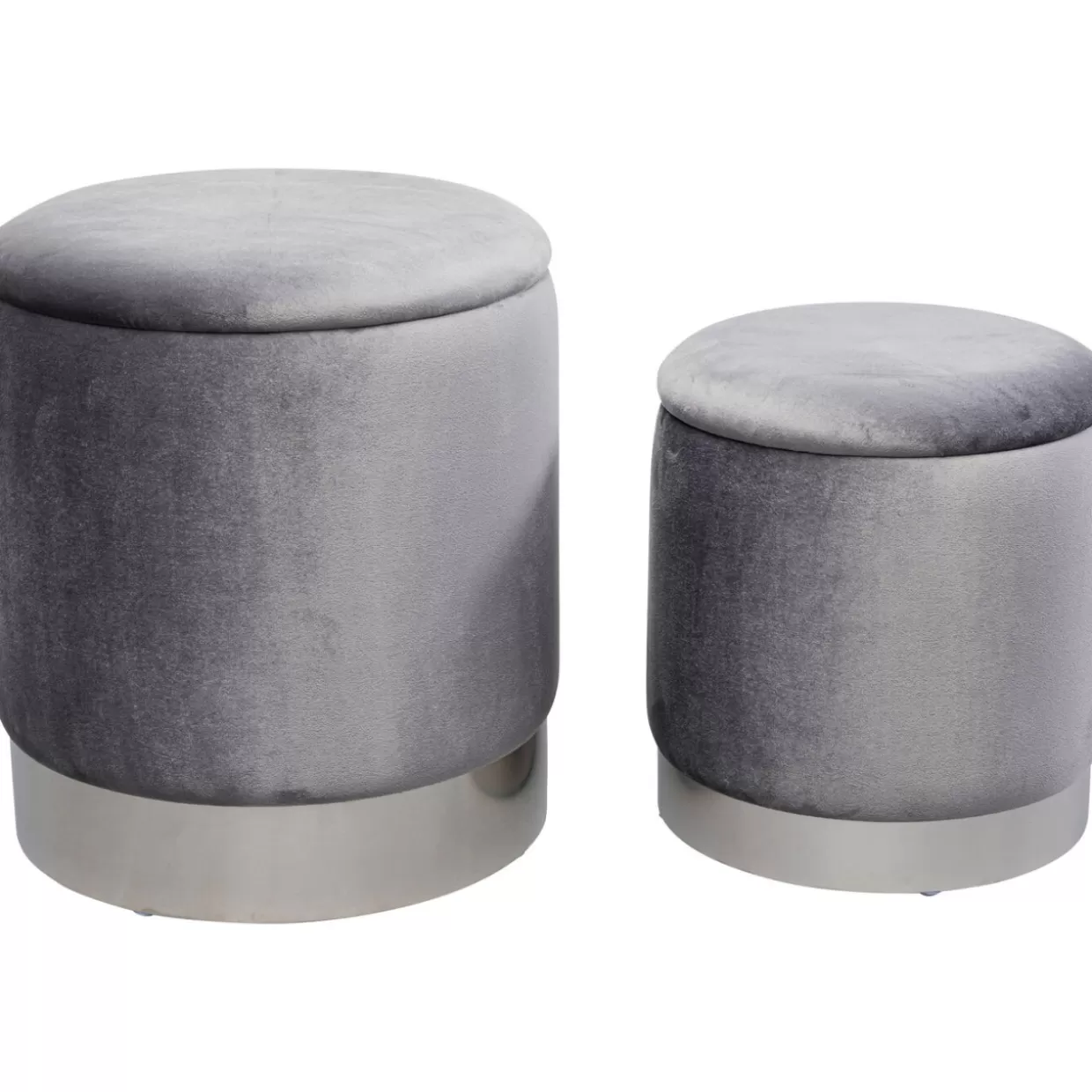 KARE Design Sitzbänke | Hocker Cherry Storage Grau Silber (2/Set)