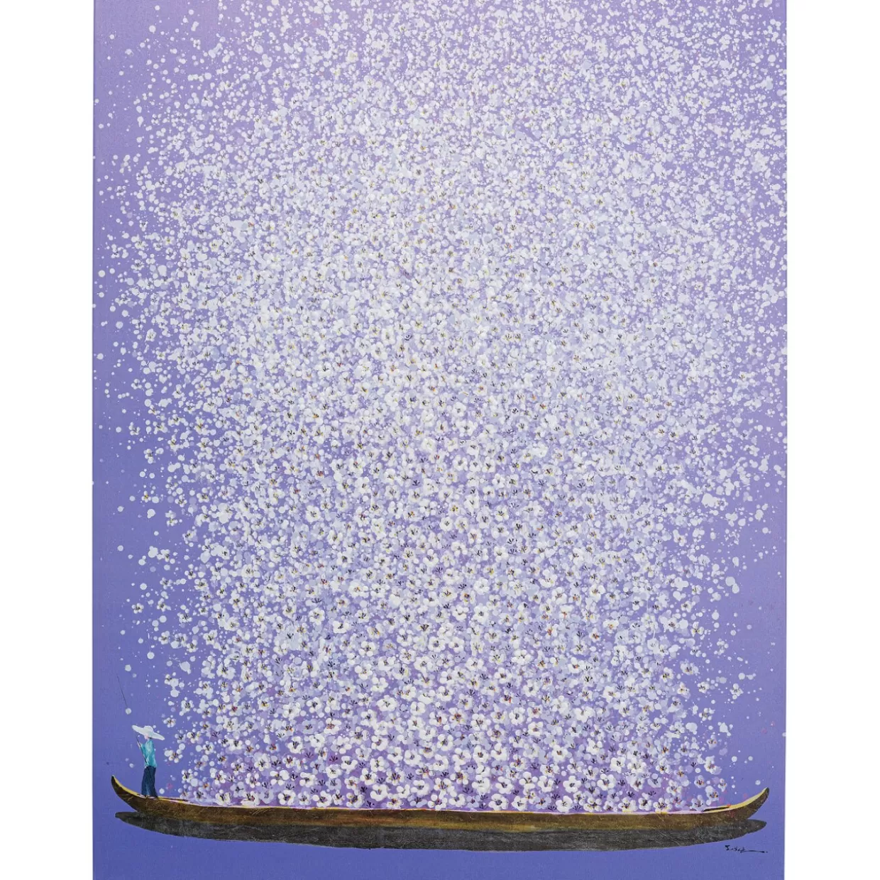 KARE Design Bilder | Leinwandbild Flower Boat Lila Weis 120X160Cm