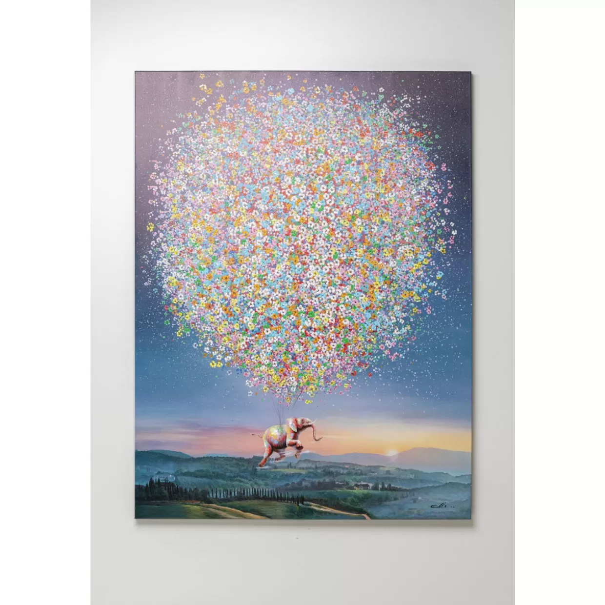KARE Design Bilder | Leinwandbild Flying Elephant At Night 120X160Cm