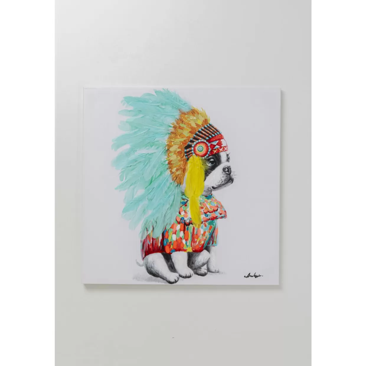 KARE Design Bilder | Leinwandbild Headdress Dog 80X80Cm