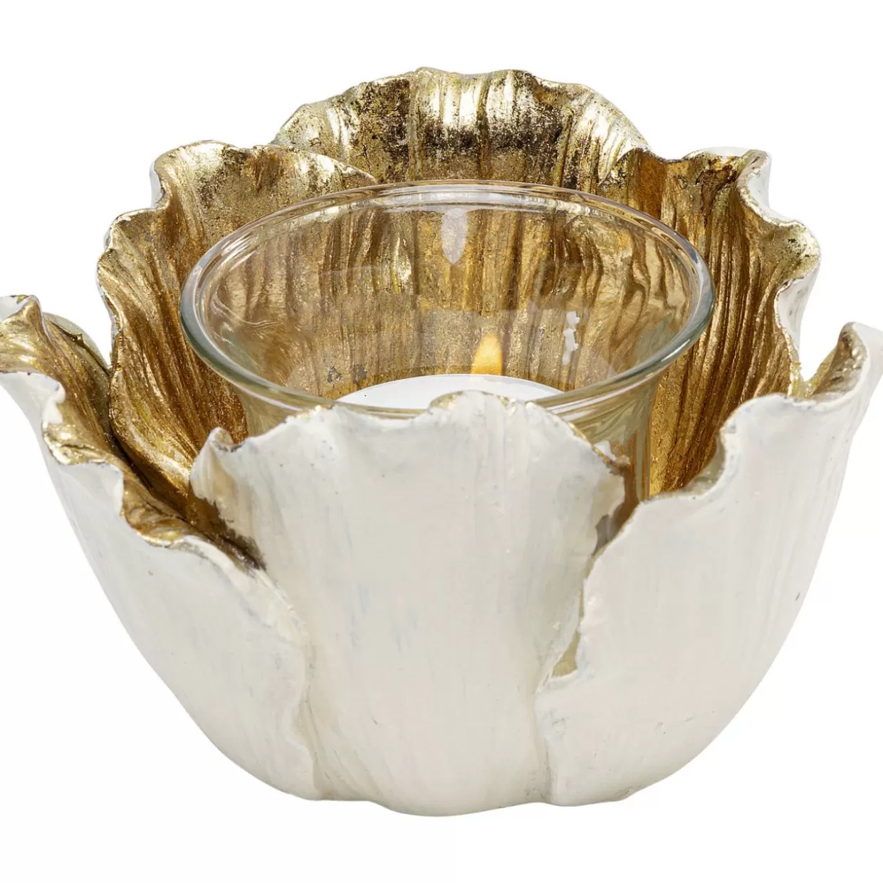 KARE Design Deko & Geschenkartikel | Teelichthalter Flower Bloom Creme Gold O10