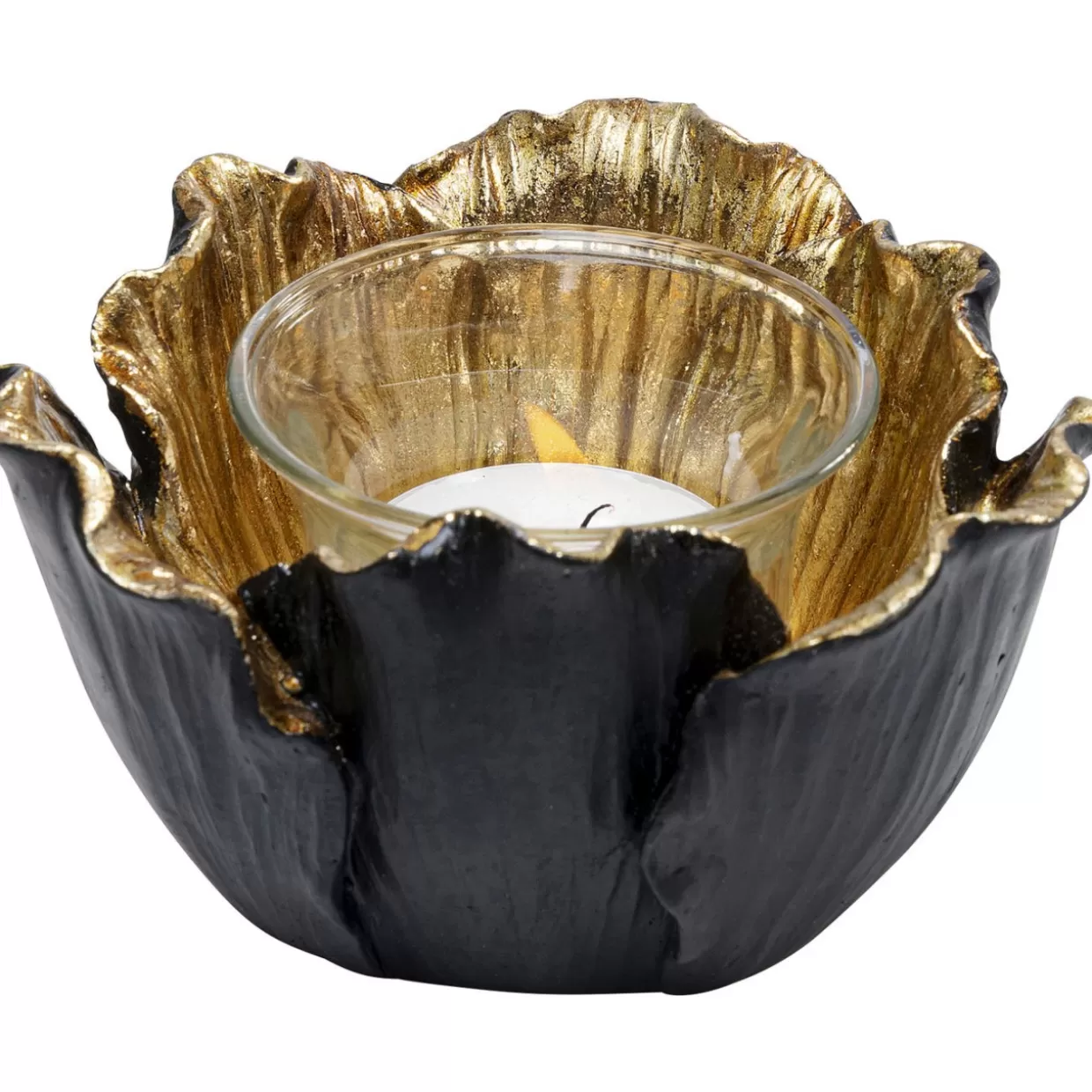 KARE Design Deko & Geschenkartikel | Teelichthalter Flower Bloom Schwarz Gold O10
