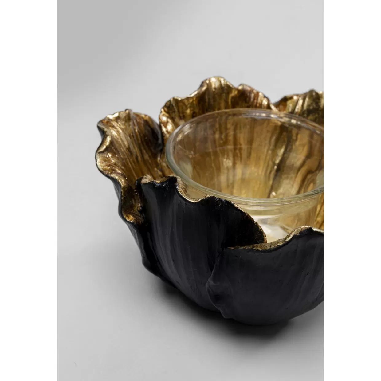 KARE Design Deko & Geschenkartikel | Teelichthalter Flower Bloom Schwarz Gold O10