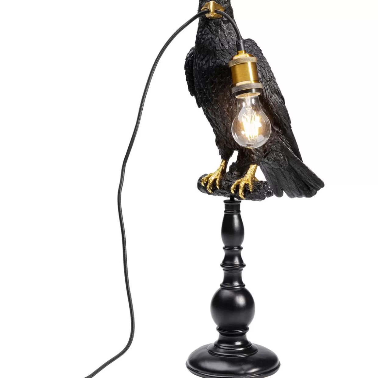 KARE Design Tischleuchten | Tischleuchte Animal Sitting Crow Matt Schwarz