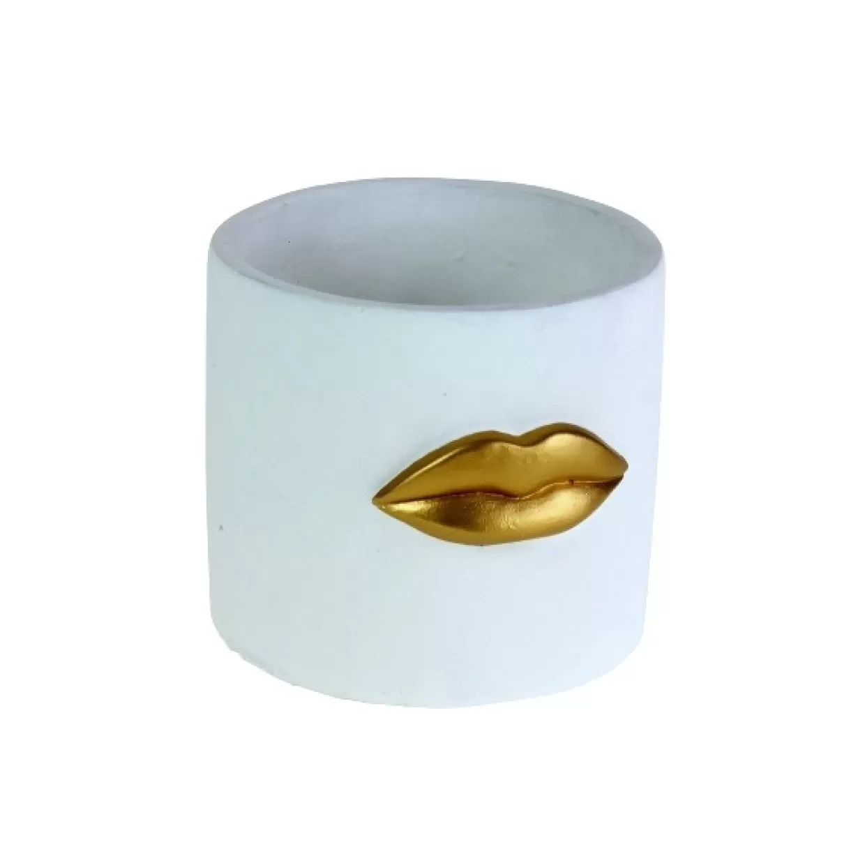KARE Design Aufbewahrung & Ordnung | Ubertopf Lips Weiss/Gold
