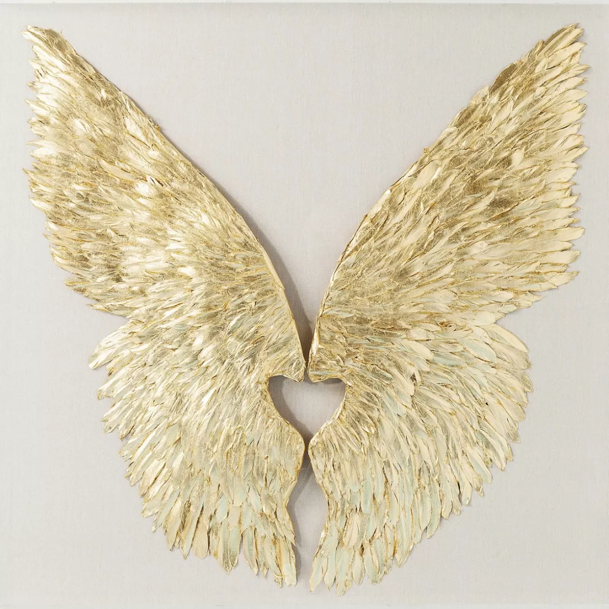 KARE Design Bilder | Wandschmuck Wings Gold-Weis 120X120Cm